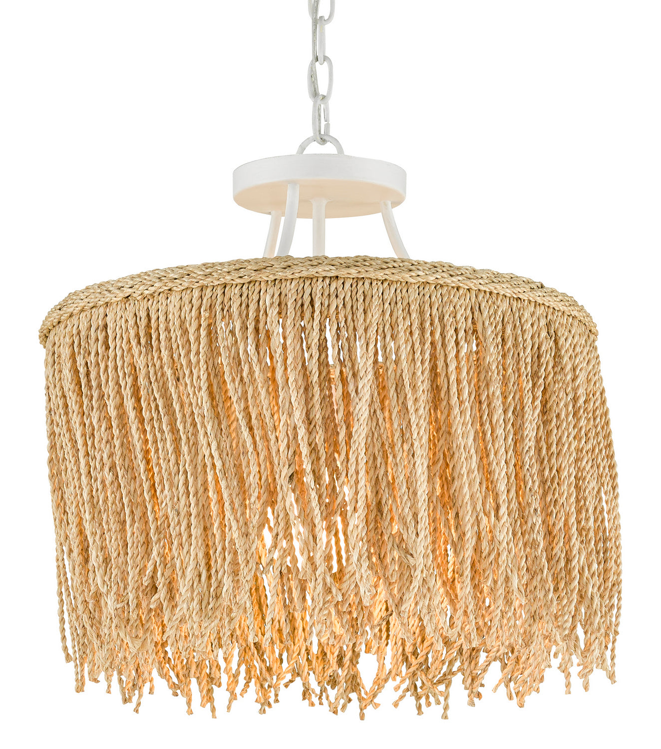 Currey and Company - 9000-0647 - One Light Pendant - Gesso White/Natural Rope