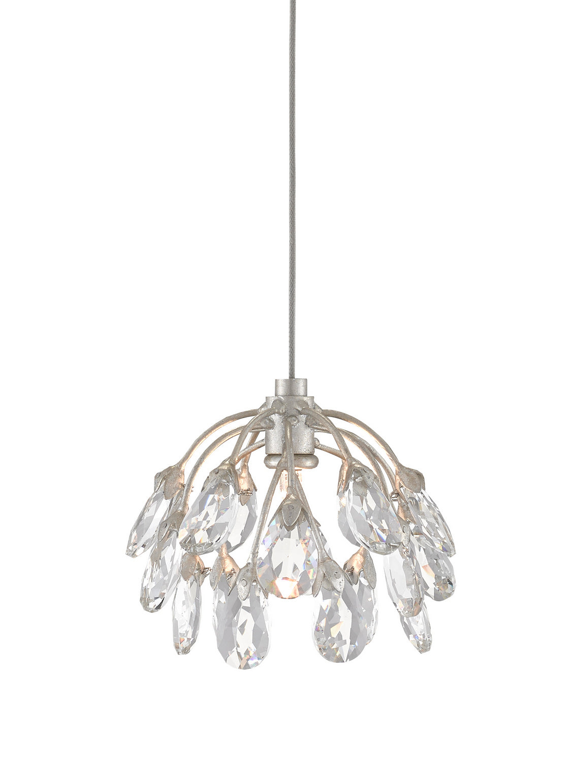 Currey and Company - 9000-0667 - One Light Pendant - Crystal/ Contemporary Silver Leaf