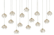 Currey and Company - 9000-0671 - 15 Light Pendant - Crystal/ Contemporary Silver Leaf