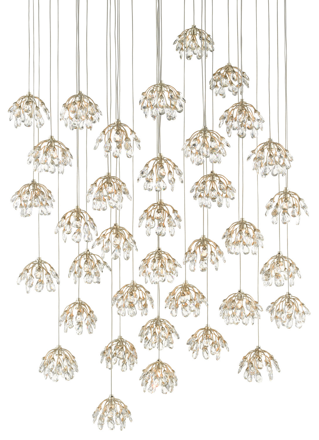 Currey and Company - 9000-0673 - 36 Light Pendant - Crystal/ Contemporary Silver Leaf
