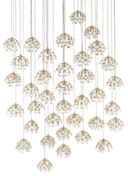 Currey and Company - 9000-0673 - 36 Light Pendant - Crystal/ Contemporary Silver Leaf