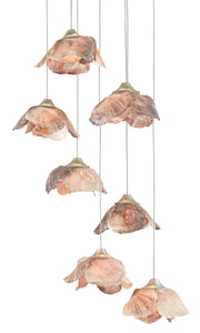 Currey and Company - 9000-0676 - Seven Light Pendant - Natural Shell/Contemporary Silver Leaf