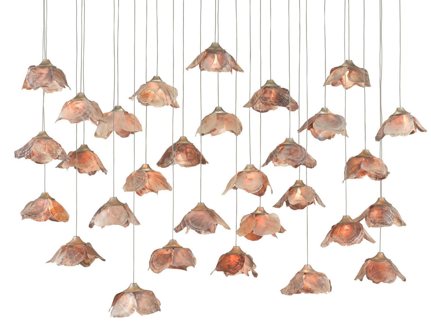 Currey and Company - 9000-0679 - 30 Light Pendant - Natural Shell/Contemporary Silver Leaf