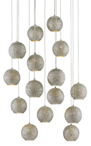 Currey and Company - 9000-0684 - 15 Light Pendant - Blue/Nickel