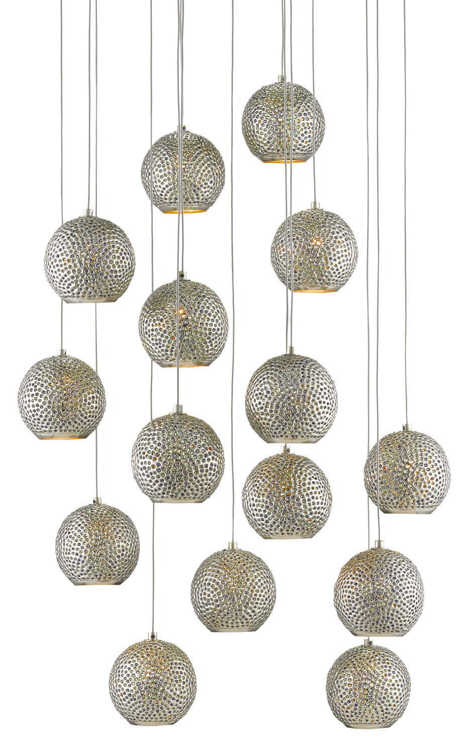Currey and Company - 9000-0684 - 15 Light Pendant - Blue/Nickel