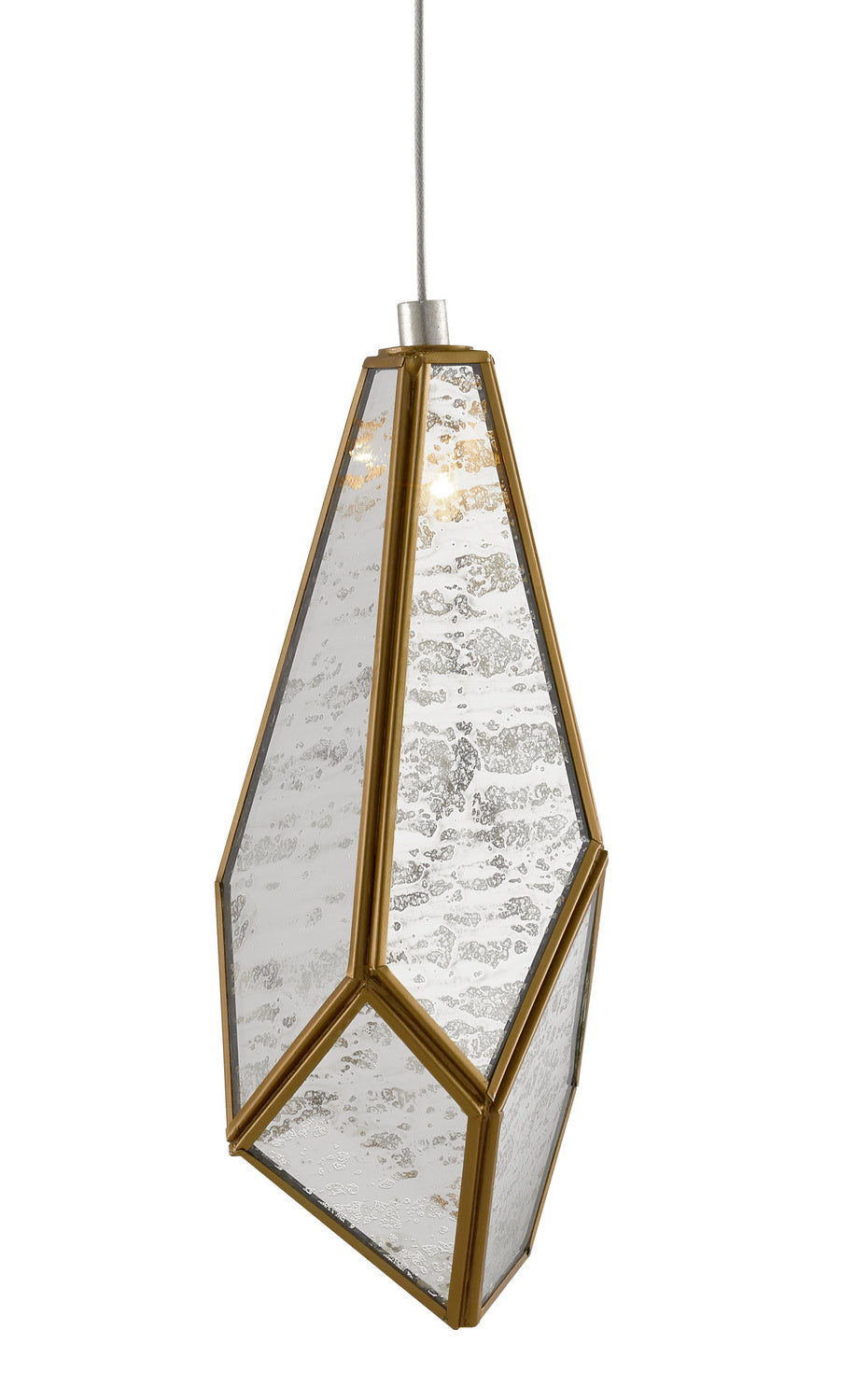 Currey and Company - 9000-0702 - One Light Pendant - Raj Mirror/Antique Brass