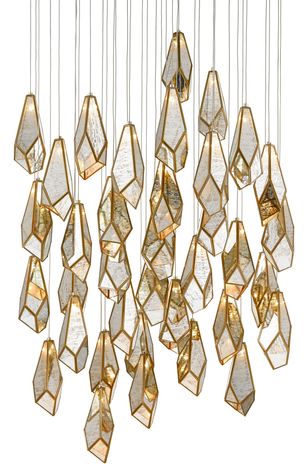 Currey and Company - 9000-0708 - 36 Light Pendant - Raj Mirror/Antique Brass