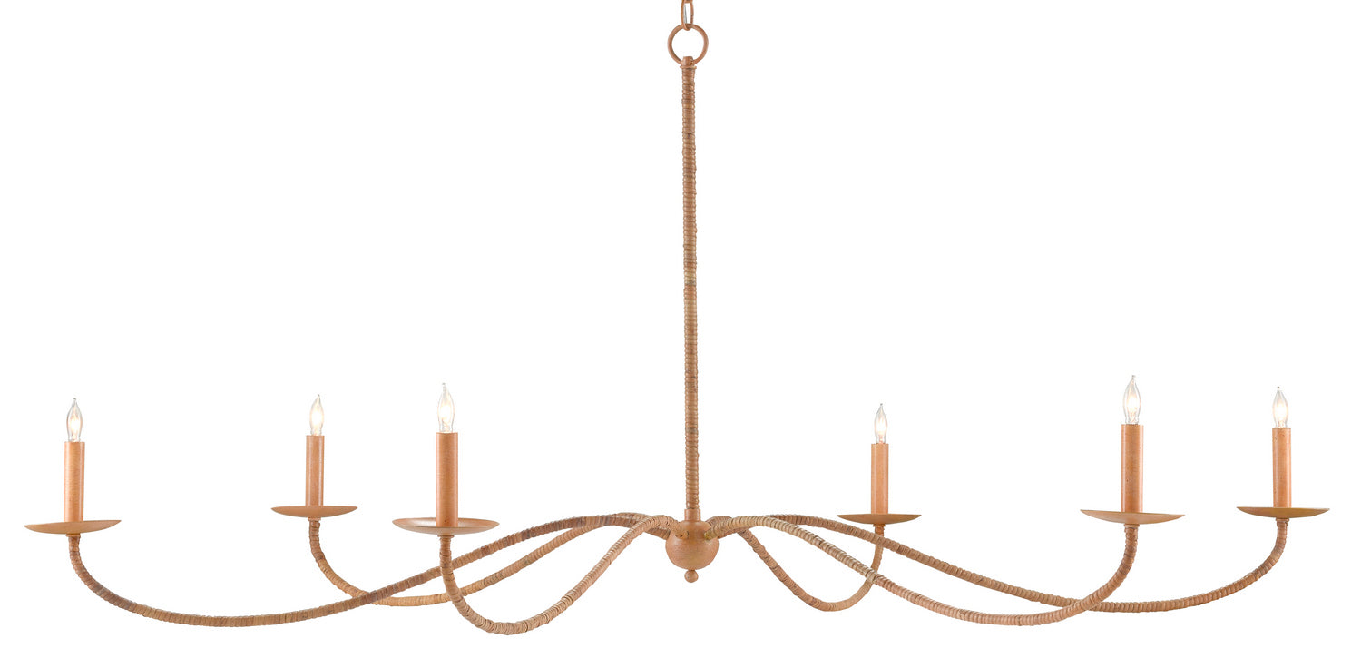 Currey and Company - 9000-0757 - Six Light Chandelier - Saddle Tan/Natural