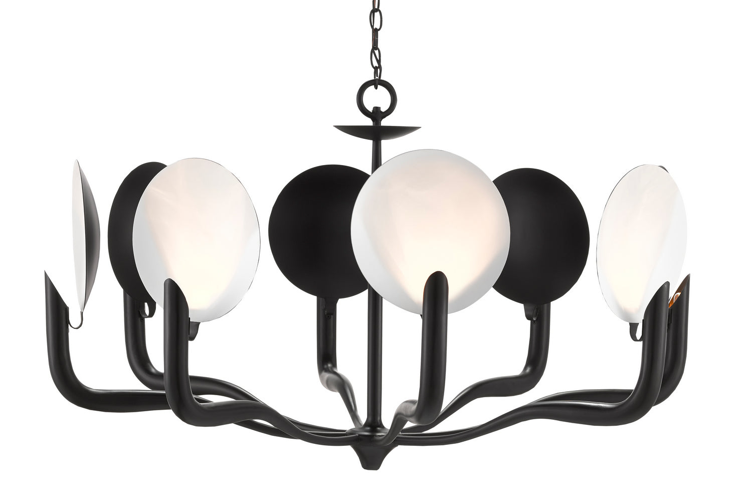 Currey and Company - 9000-0759 - Eight Light Chandelier - Satin Black/Sugar White