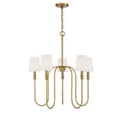Meridian - M10077NB - Five Light Chandelier - Natural Brass