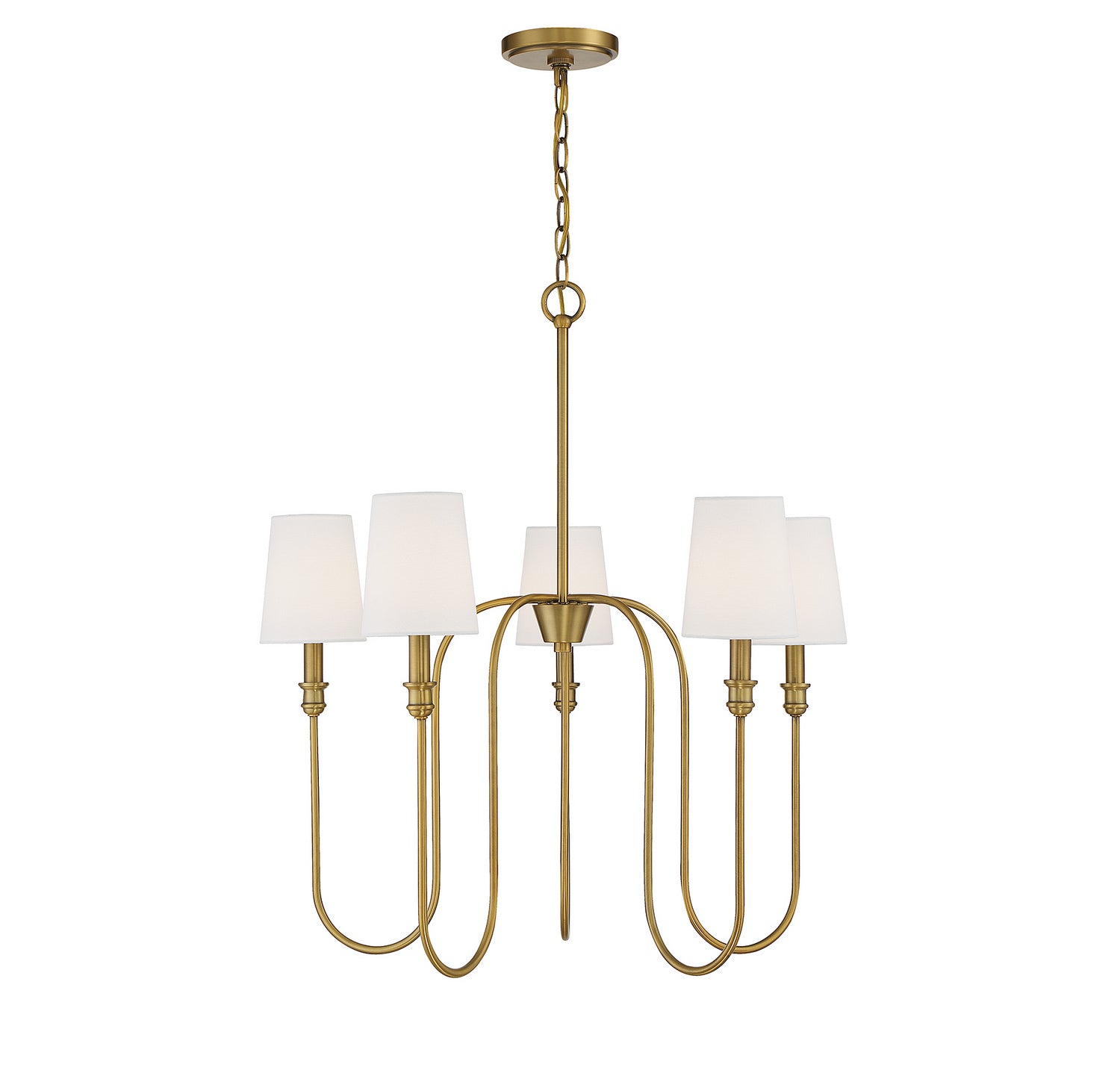 Meridian - M10077NB - Five Light Chandelier - Natural Brass