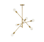 Meridian - M10084NB - Six Light Chandelier - Natural Brass