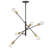 Meridian - M10084ORBNB - Six Light Chandelier - Oil Rubbed Bronze with Natural Brass