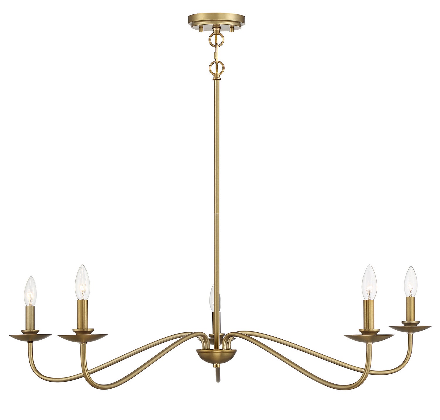 Meridian - M10085NB - Five Light Chandelier - Natural Brass