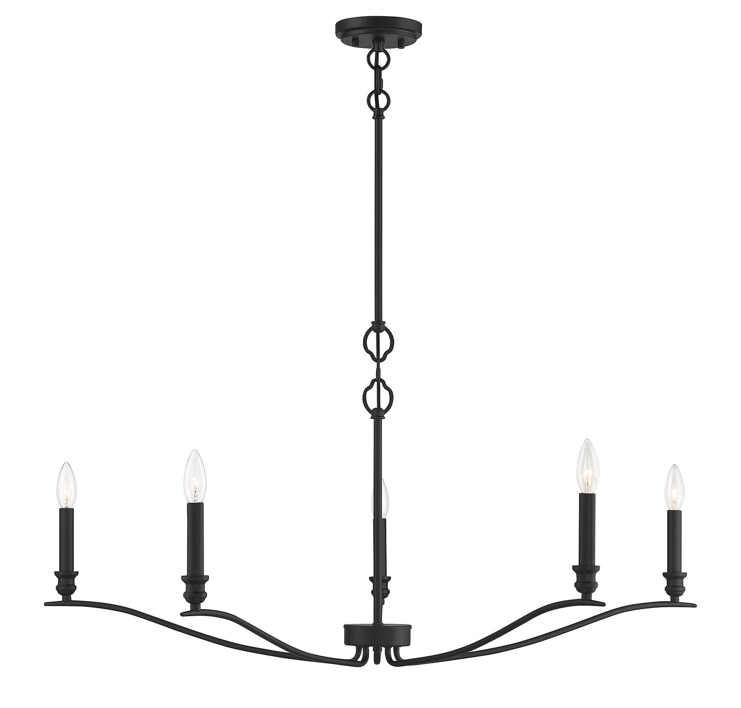 Meridian - M10086MBK - Five Light Chandelier - Matte Black