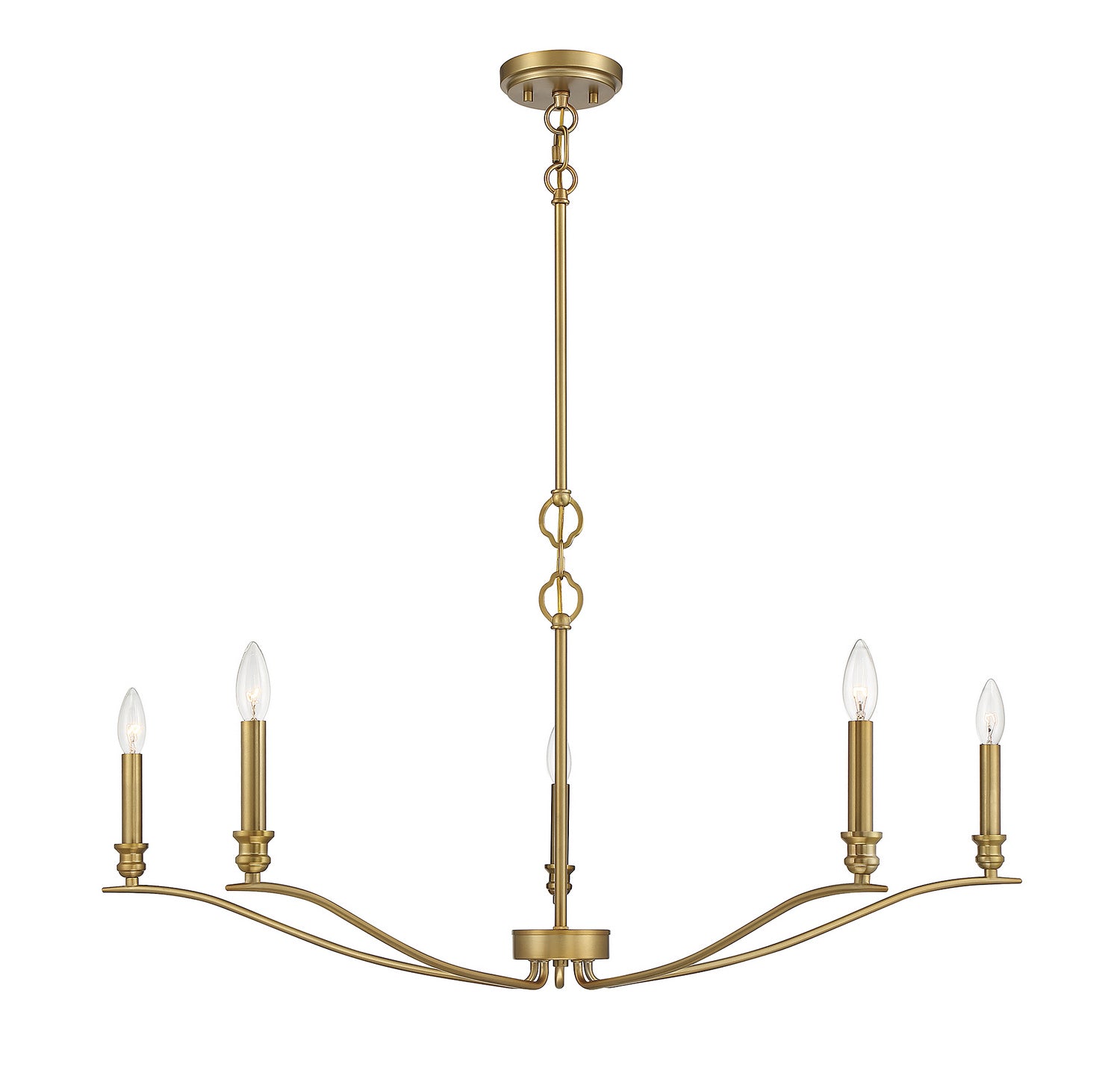 Meridian - M10086NB - Five Light Chandelier - Natural Brass