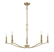 Meridian - M10086NB - Five Light Chandelier - Natural Brass