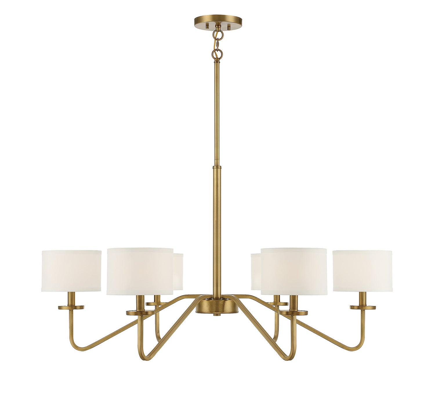Meridian - M10092NB - Six Light Chandelier - Natural Brass