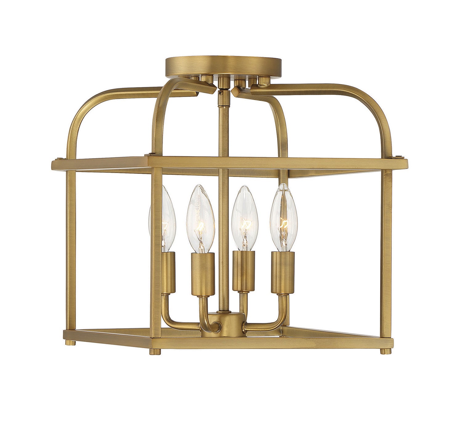 Meridian - M60061NB - Four Light Semi-Flush Mount - Natural Brass