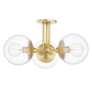 Mitzi - H503603-AGB - Three Light Semi Flush Mount - Meadow - Aged Brass