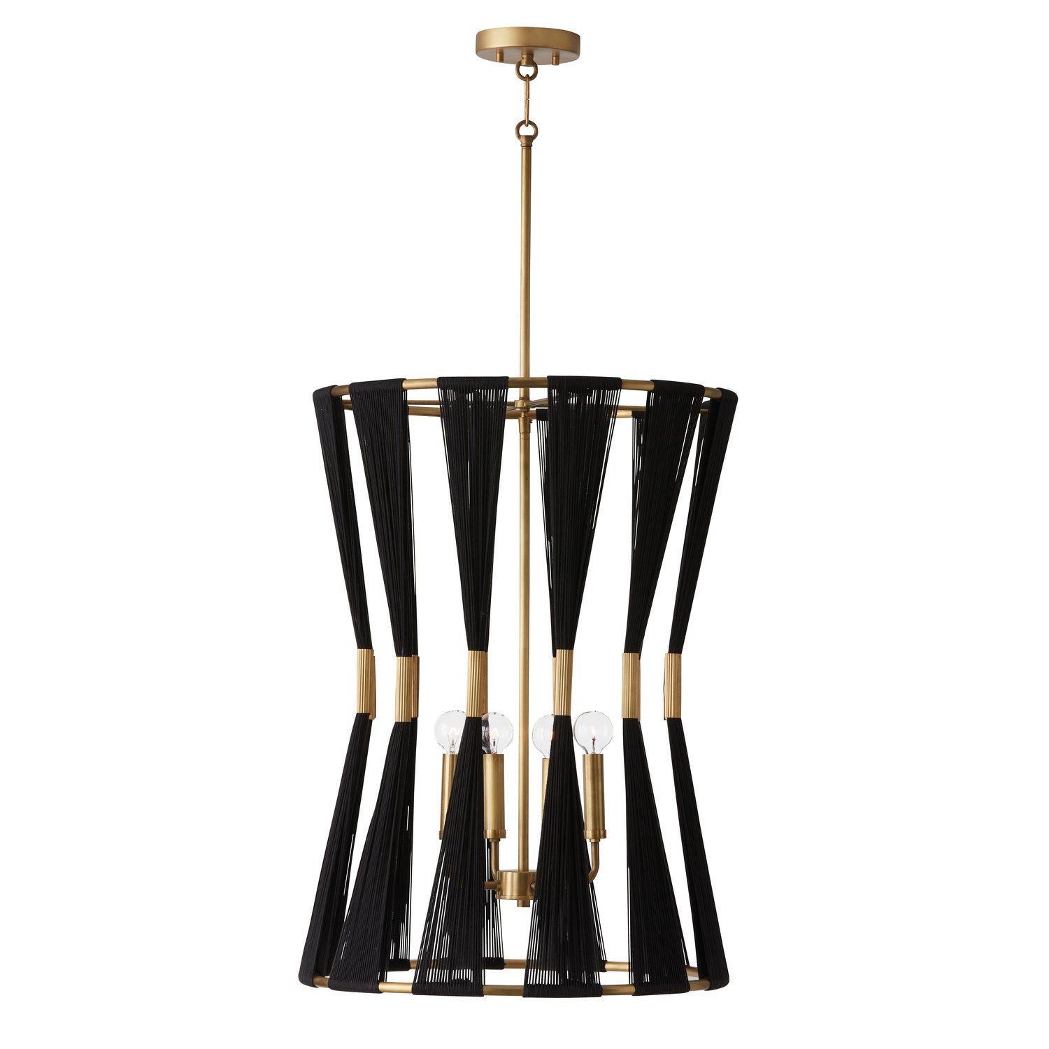 Capital Lighting - 541141KP - Four Light Foyer - Bianca - Black Rope and Patinaed Brass