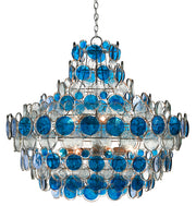 Currey and Company - 9000-0723 - 12 Light Chandelier - Contemporary Silver Leaf/Painted Silver/Blue
