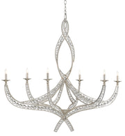 Currey and Company - 9000-0725 - Six Light Chandelier - Contemporary Silver Leaf