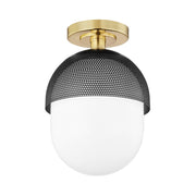 Hudson Valley - 6110-AGB/BK - One Light Semi Flush Mount - Nyack - Aged Brass/Black