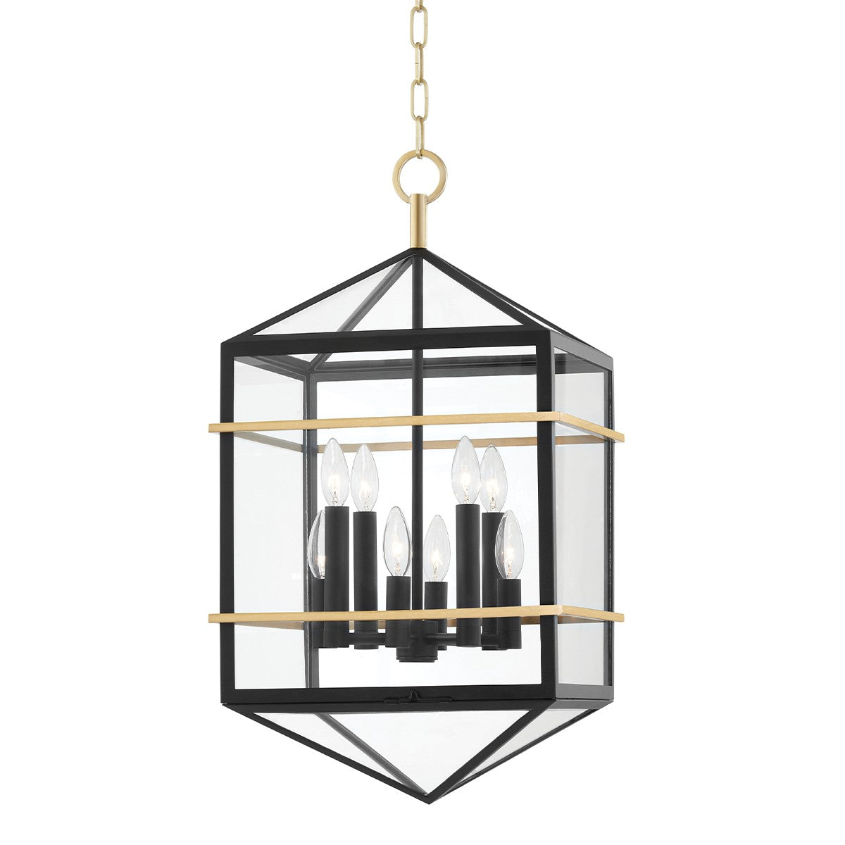 Hudson Valley - 9015-AGB/BK - Eight Light Pendant - Bedford Hills - Aged Brass/Black