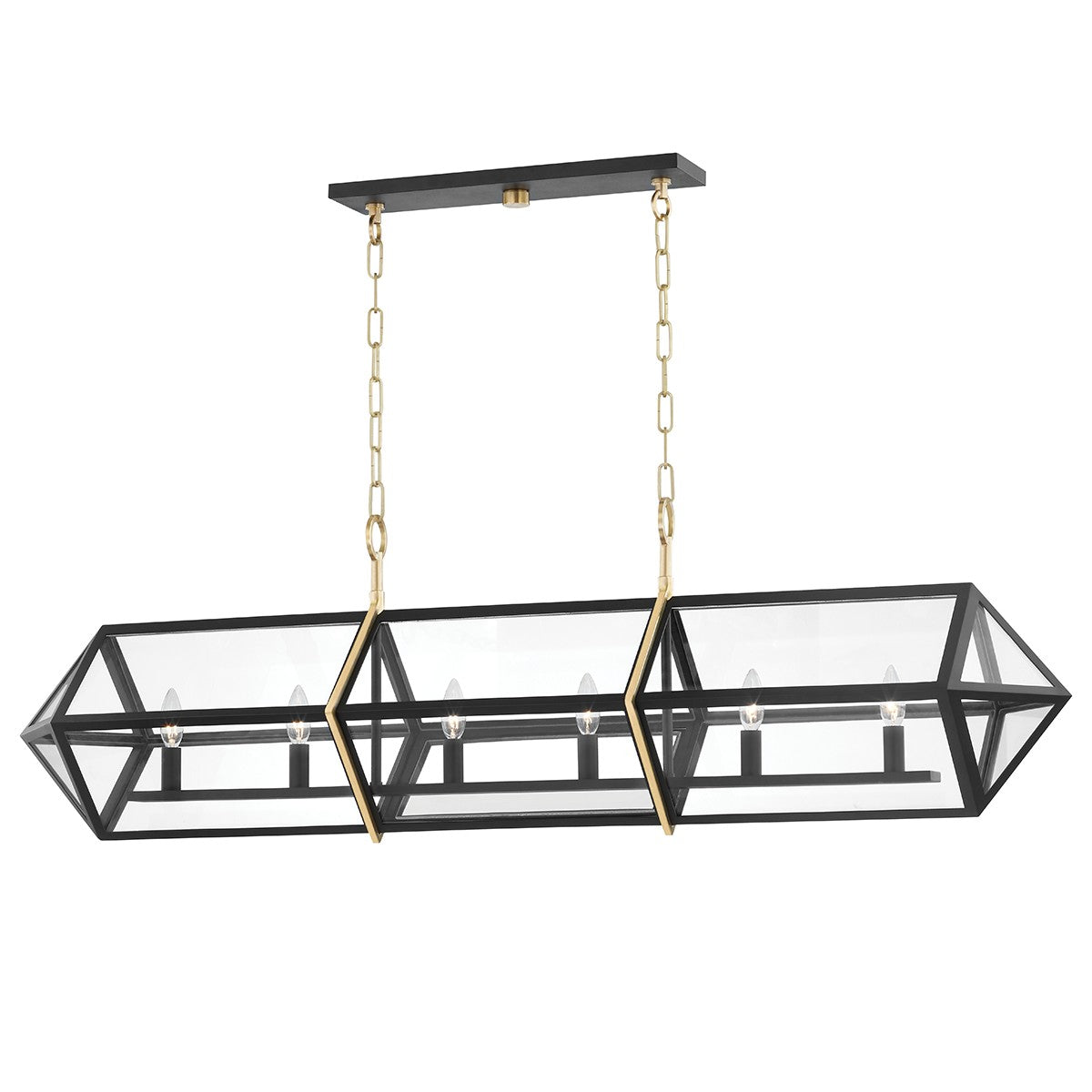 Hudson Valley - 9055-AGB/BK - Six Light Island Pendant - Bedford Hills - Aged Brass/Black