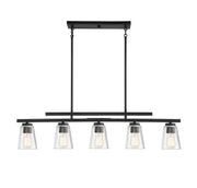 Savoy House - 1-1023-5-89 - Five Light Linear Chandelier - Calhoun - Matte Black