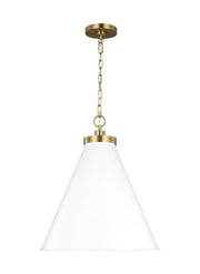 Visual Comfort Studio - CP1281MWTBBS - One Light Pendant - Wellfleet - Matte White and Burnished Brass