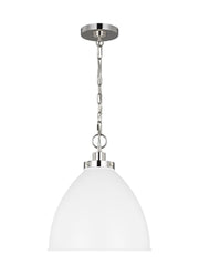 Visual Comfort Studio - CP1291MWTPN - One Light Pendant - Wellfleet - Matte White and Polished Nickel