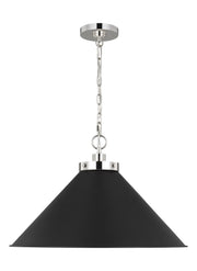 Visual Comfort Studio - CP1311MBKPN - One Light Pendant - Wellfleet - Midnight Black and Polished Nickel