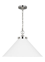 Visual Comfort Studio - CP1311MWTPN - One Light Pendant - Wellfleet - Matte White and Polished Nickel