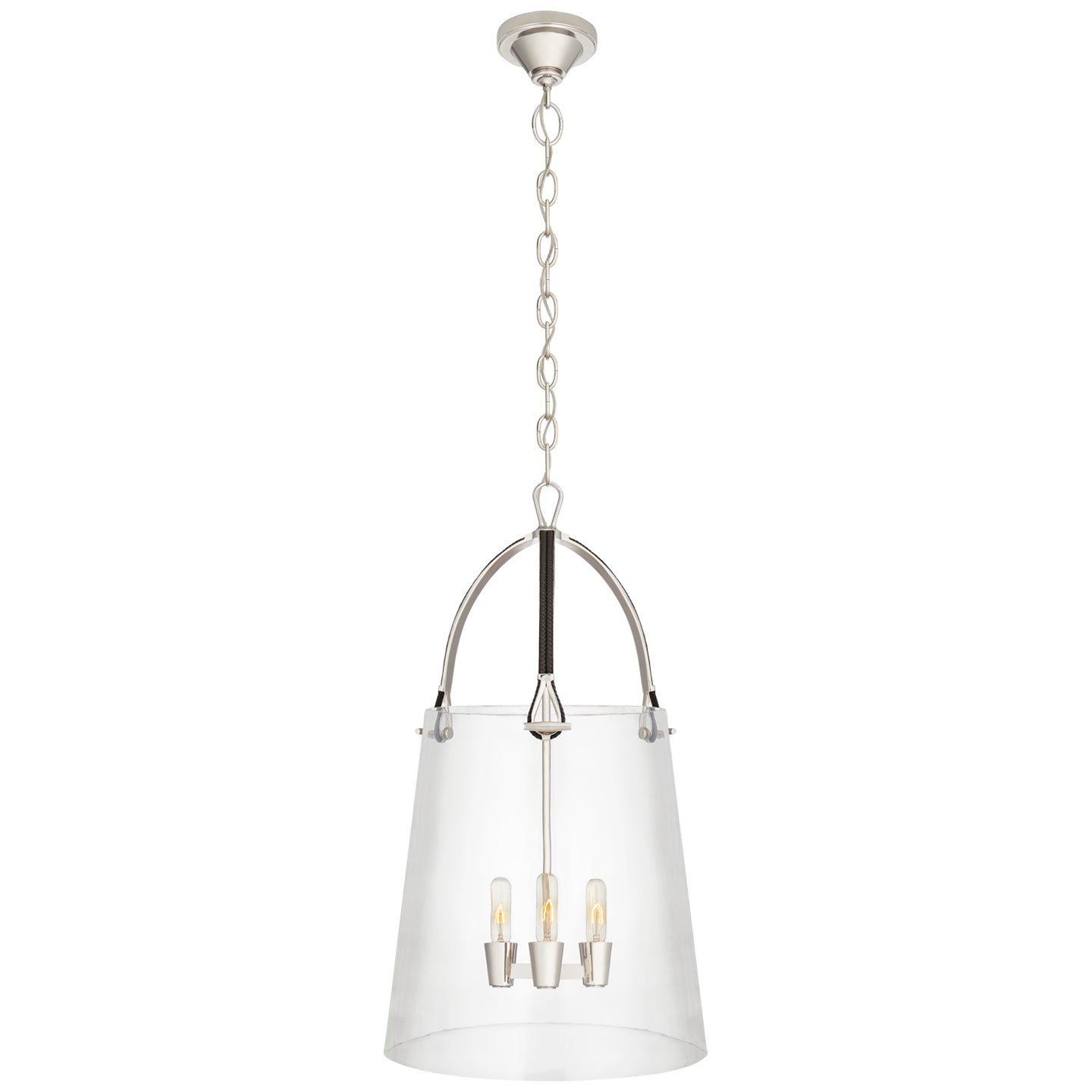 Ralph Lauren - RL 5653PN/CHC-CG - Three Light Lantern - Julian - Polished Nickel and Chocolate Leather