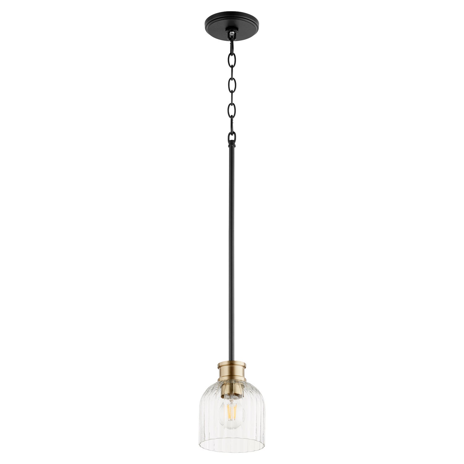 Quorum - 310-6980 - One Light Pendant - Monarch - Textured Black|Aged Brass