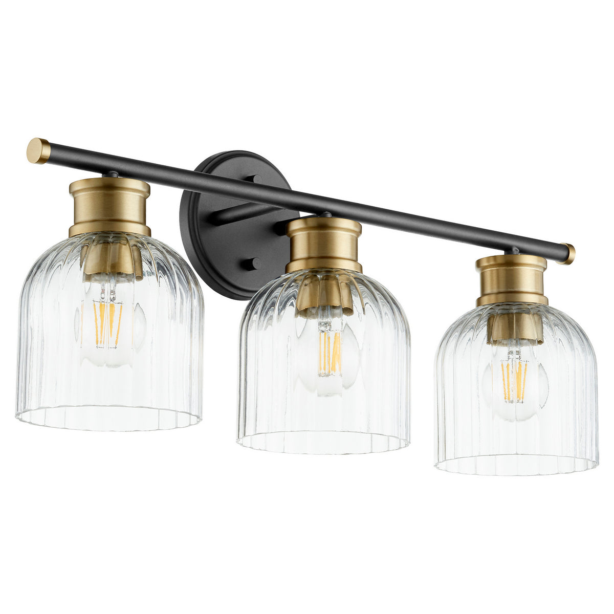 Quorum - 510-3-6980 - Three Light Vanity - Monarch - Textured Black|Aged Brass