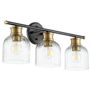 Quorum - 510-3-6980 - Three Light Vanity - Monarch - Textured Black|Aged Brass