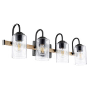 Quorum - 5140-4-69 - Four Light Vanity - 5140 Pepper Glass Lighting Series - Textured Black|Driftwood