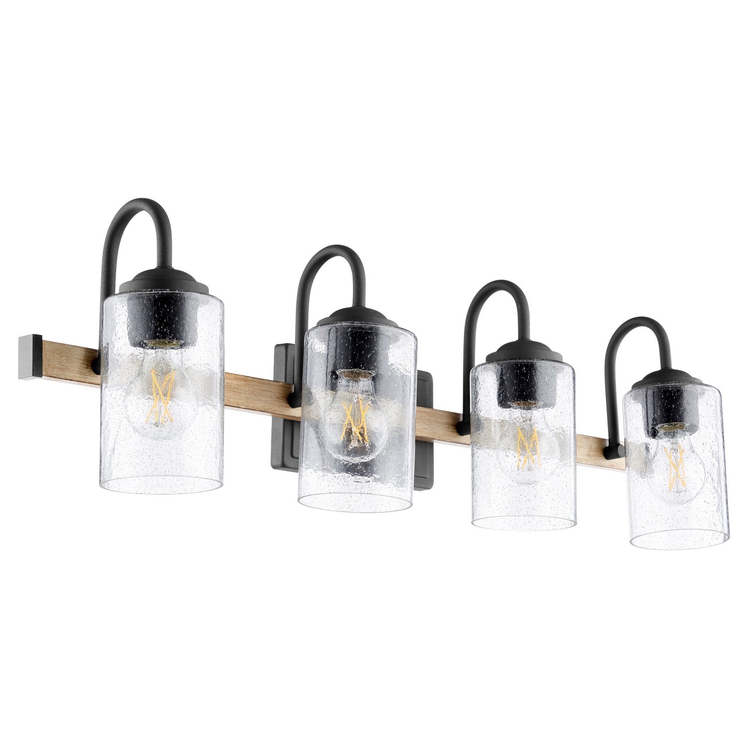 Quorum - 5140-4-69 - Four Light Vanity - 5140 Pepper Glass Lighting Series - Textured Black|Driftwood