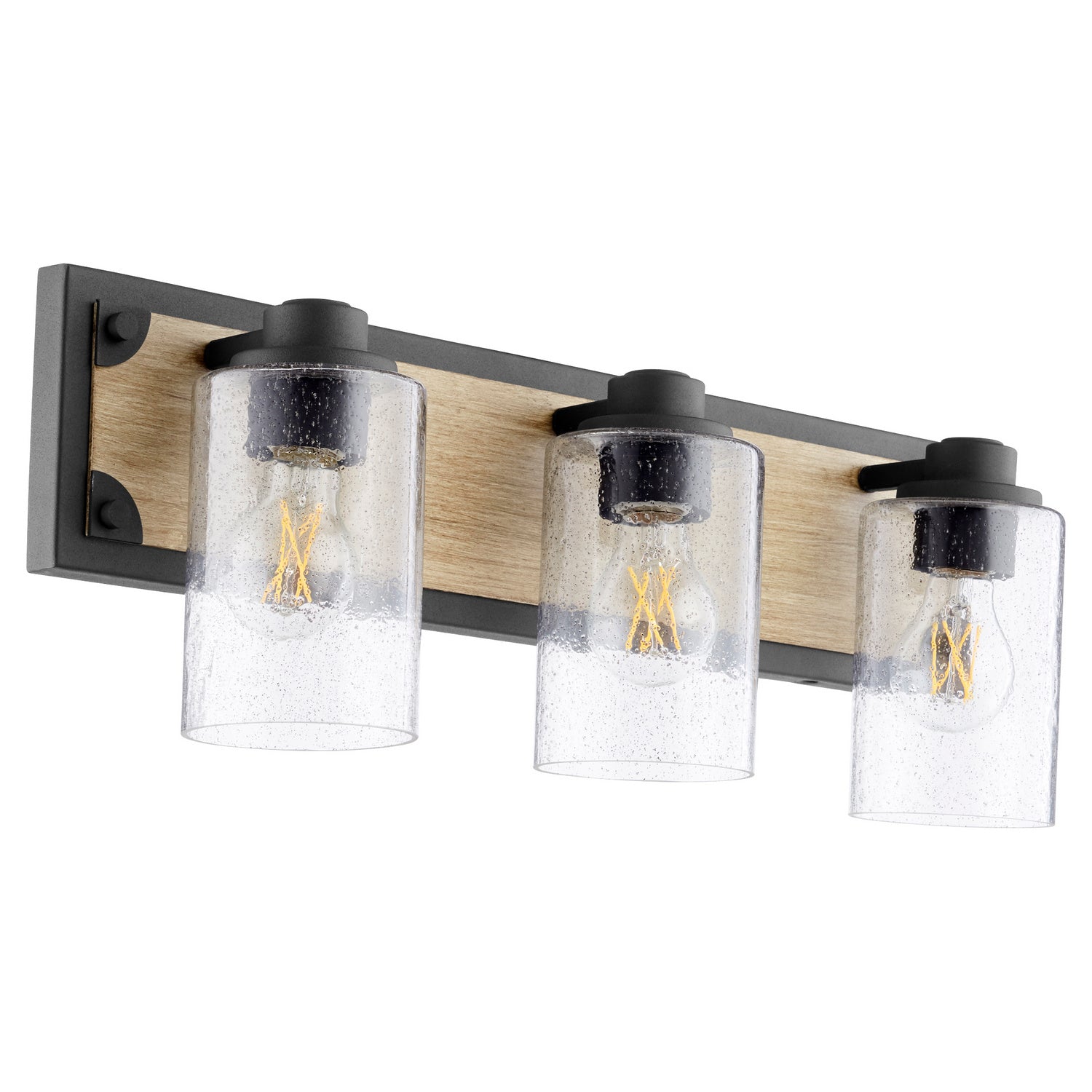 Quorum - 5143-3-69 - Three Light Vanity - 5143 Corner Detail Brackets - Textured Black|Driftwood