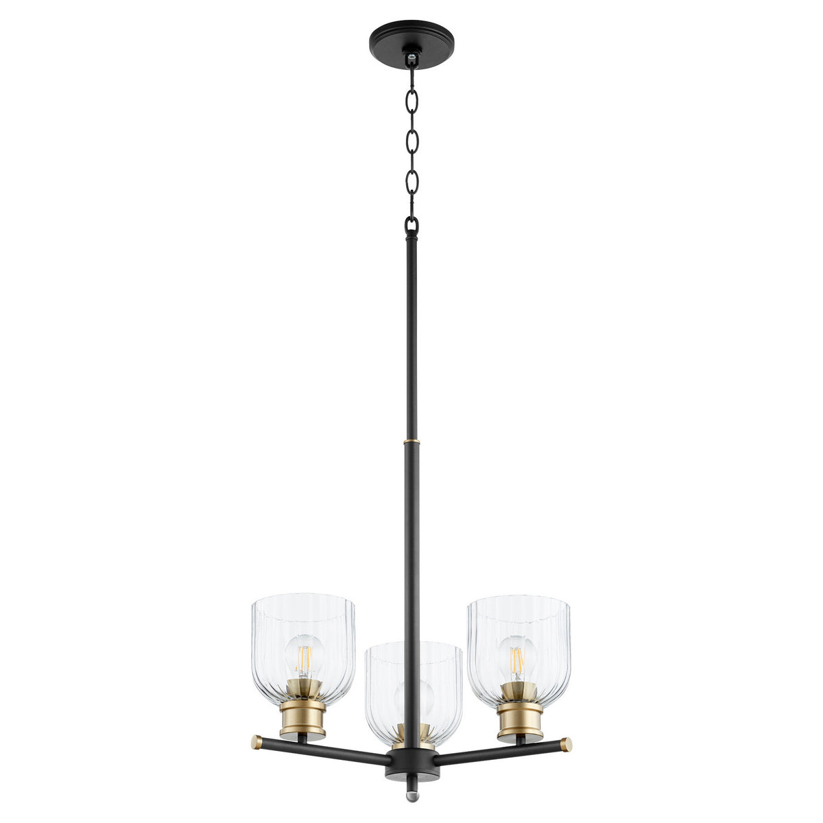 Quorum - 610-3-6980 - Three Light Chandelier - Monarch - Textured Black|Aged Brass