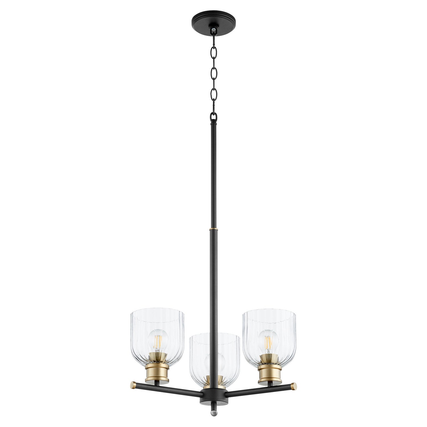 Quorum - 610-3-6980 - Three Light Chandelier - Monarch - Textured Black|Aged Brass