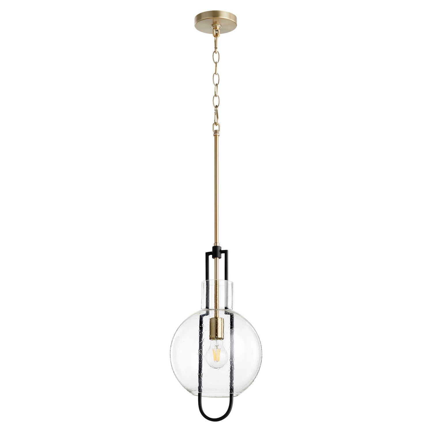 Quorum - 89-10-6980 - One Light Pendant - Textured Glass Pendants - Textured Black|Aged Brass
