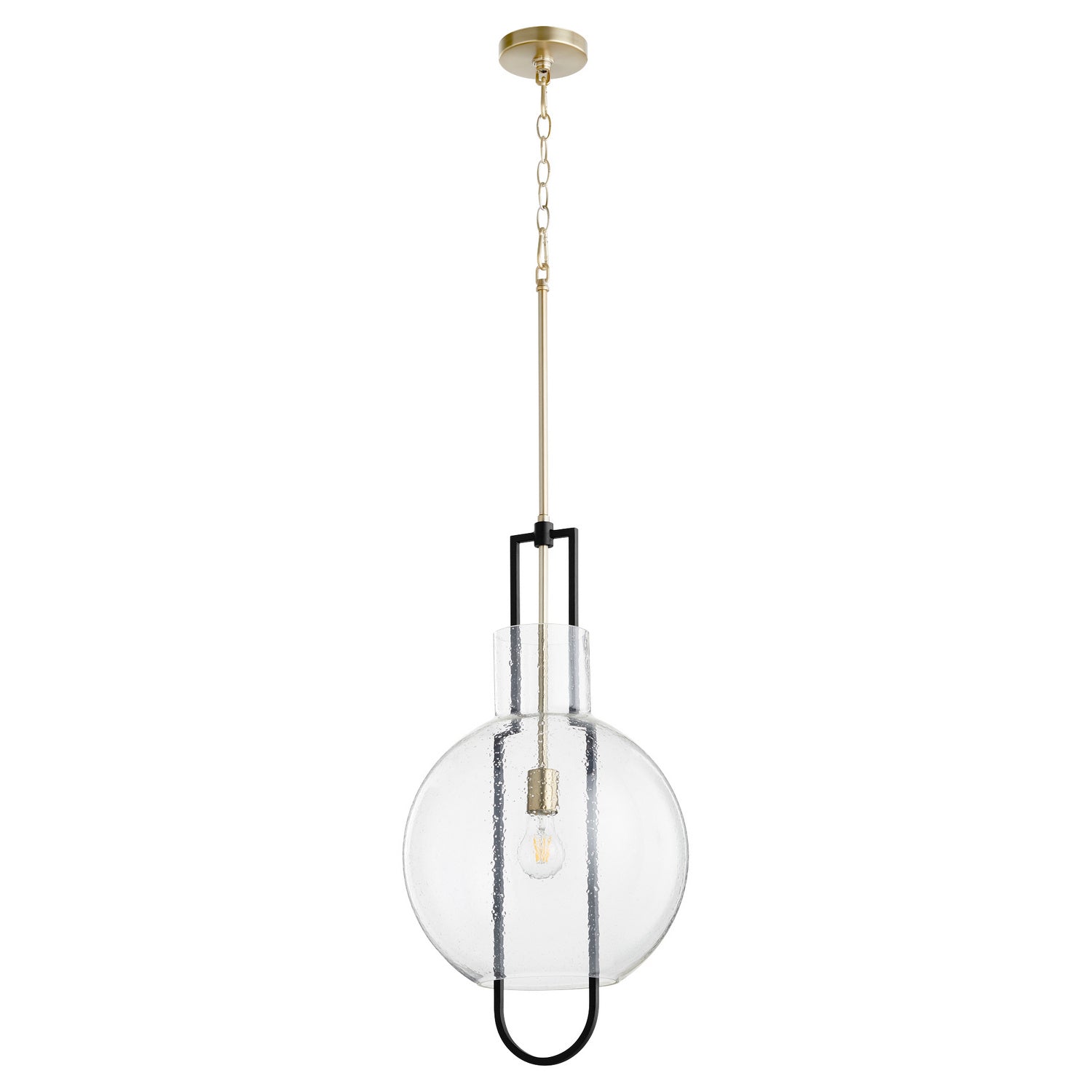 Quorum - 89-14-6980 - One Light Pendant - Textured Glass Pendants - Textured Black|Aged Brass