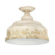 Golden - 0806-SF AI - Three Light Semi-Flush Mount - Keating - Antique Ivory