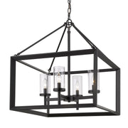Golden - 2073-4 BLK-CLR - Four Light Chandelier - Smyth - Matte Black