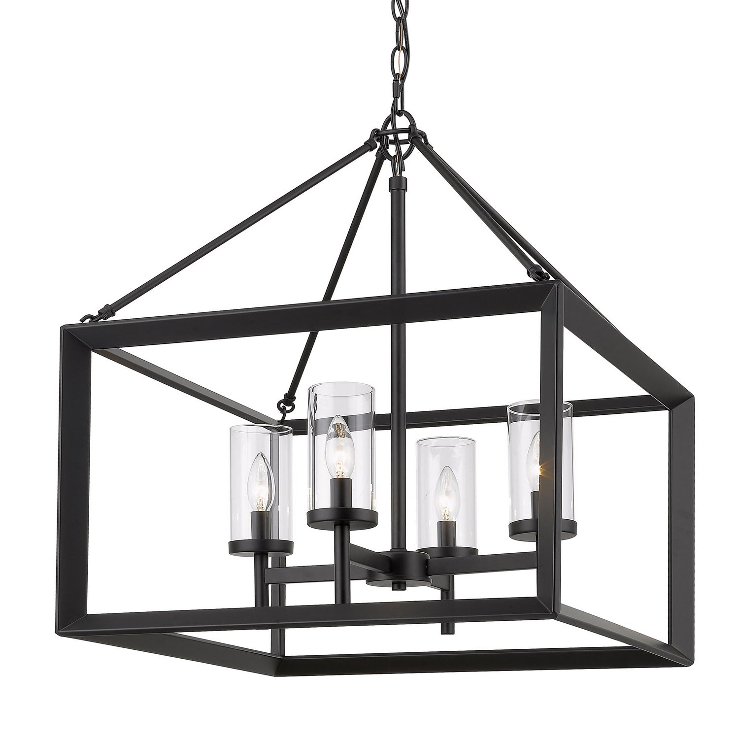 Golden - 2073-4 BLK-CLR - Four Light Chandelier - Smyth - Matte Black