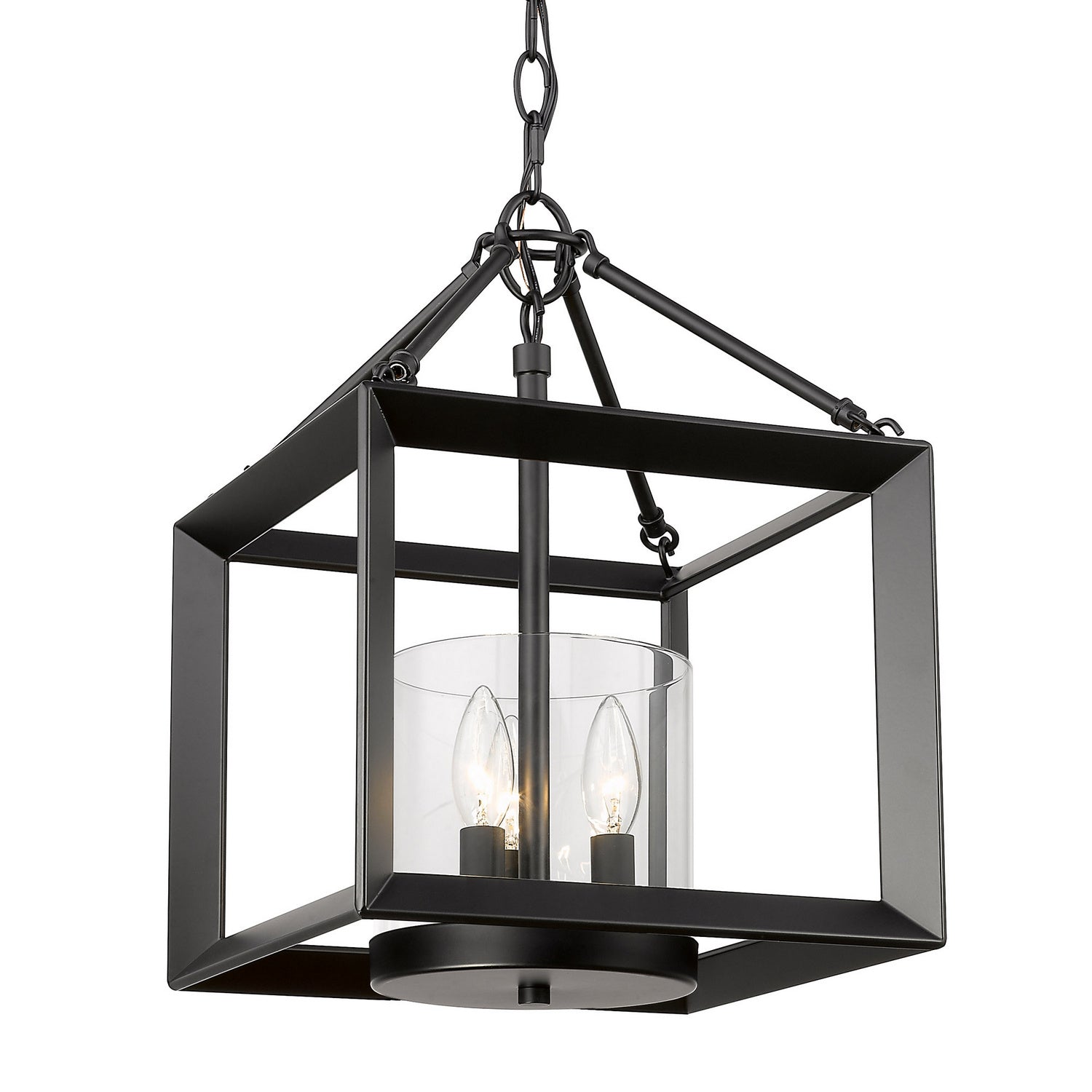 Golden - 2073-M3 BLK-CLR - Three Light Chandelier - Smyth - Matte Black